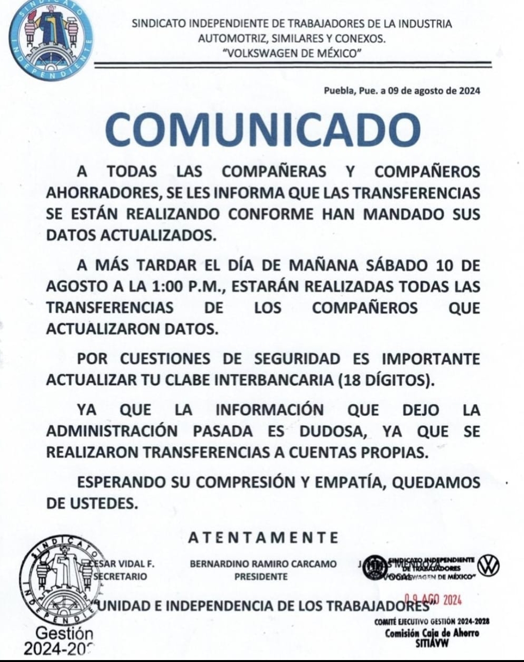 Comunicado Oficial