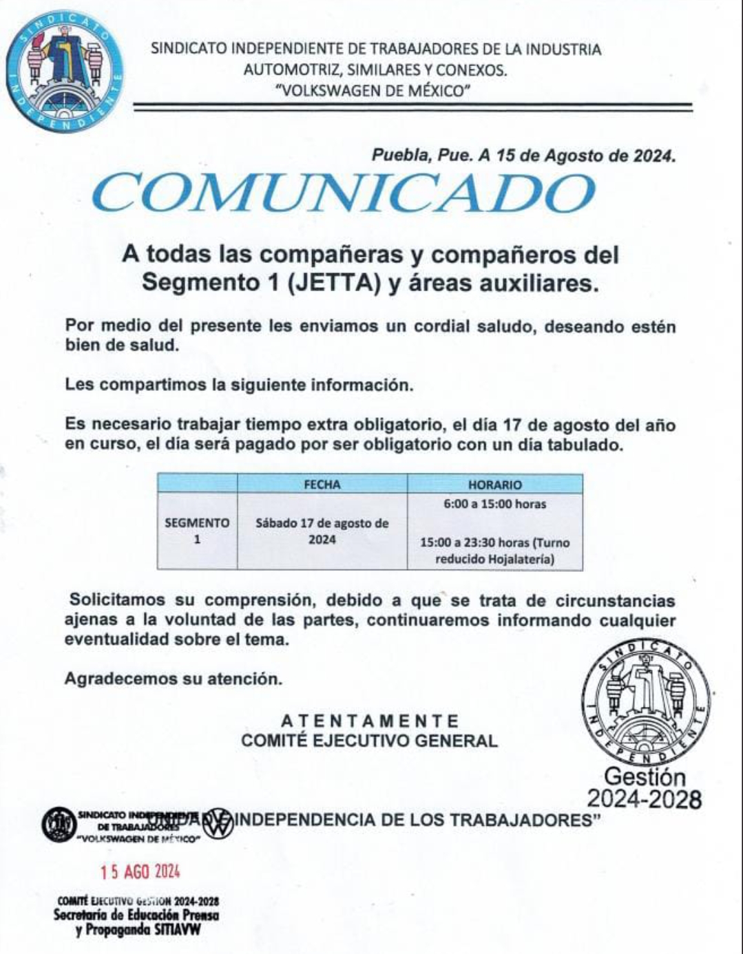 Comunicado Oficial