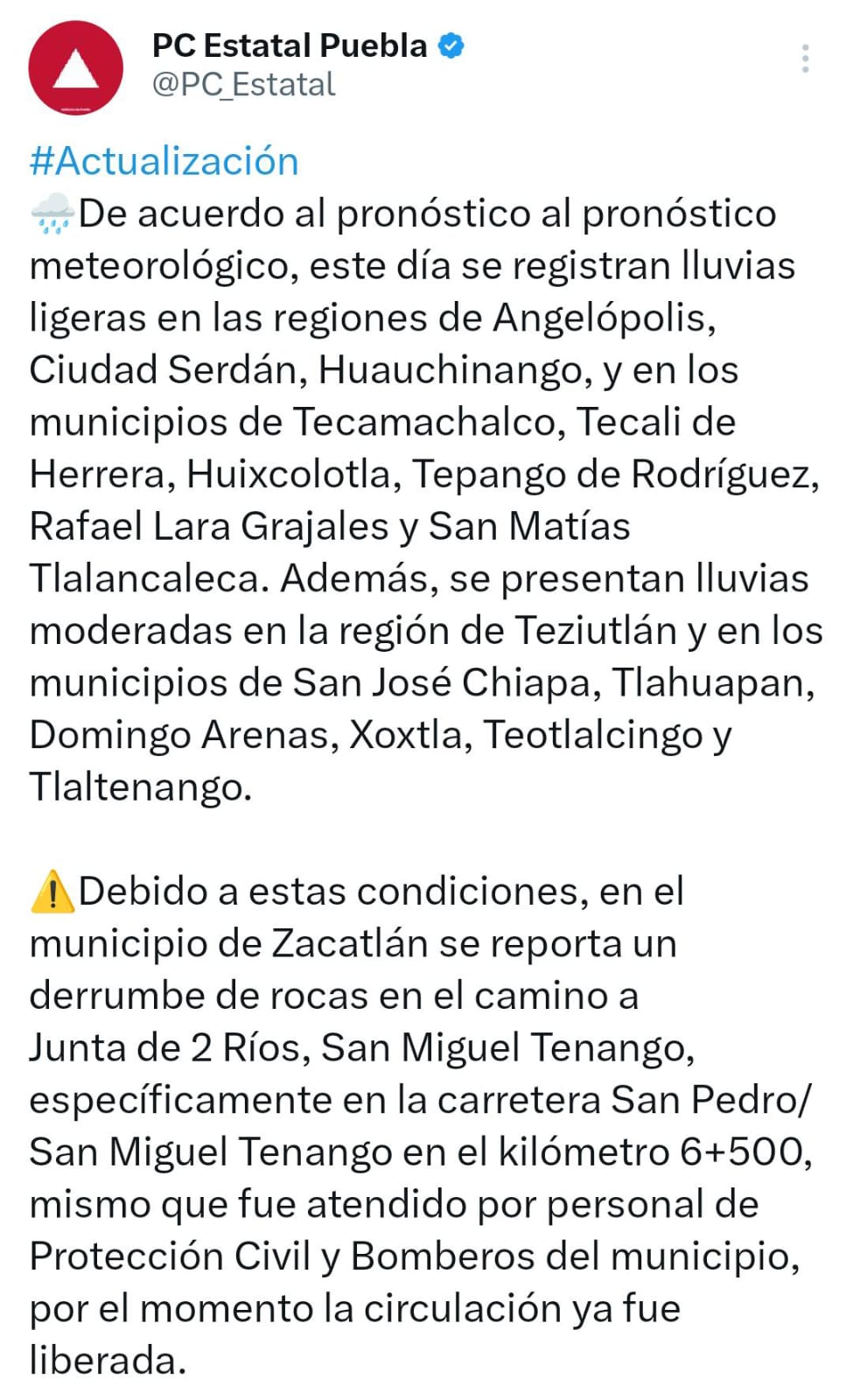 Actualización de Protección Civil