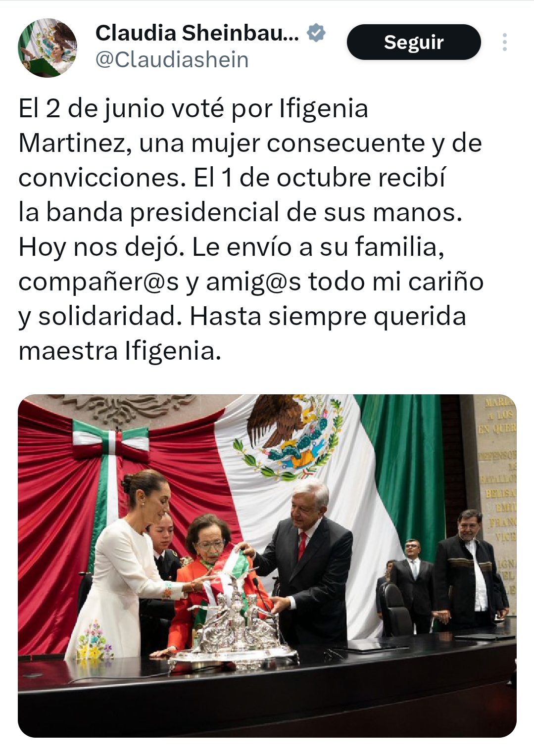 Post de Claudia Sheinbaum