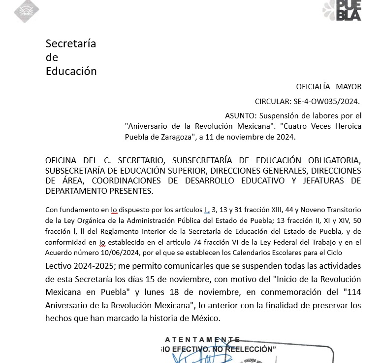 Circular oficial