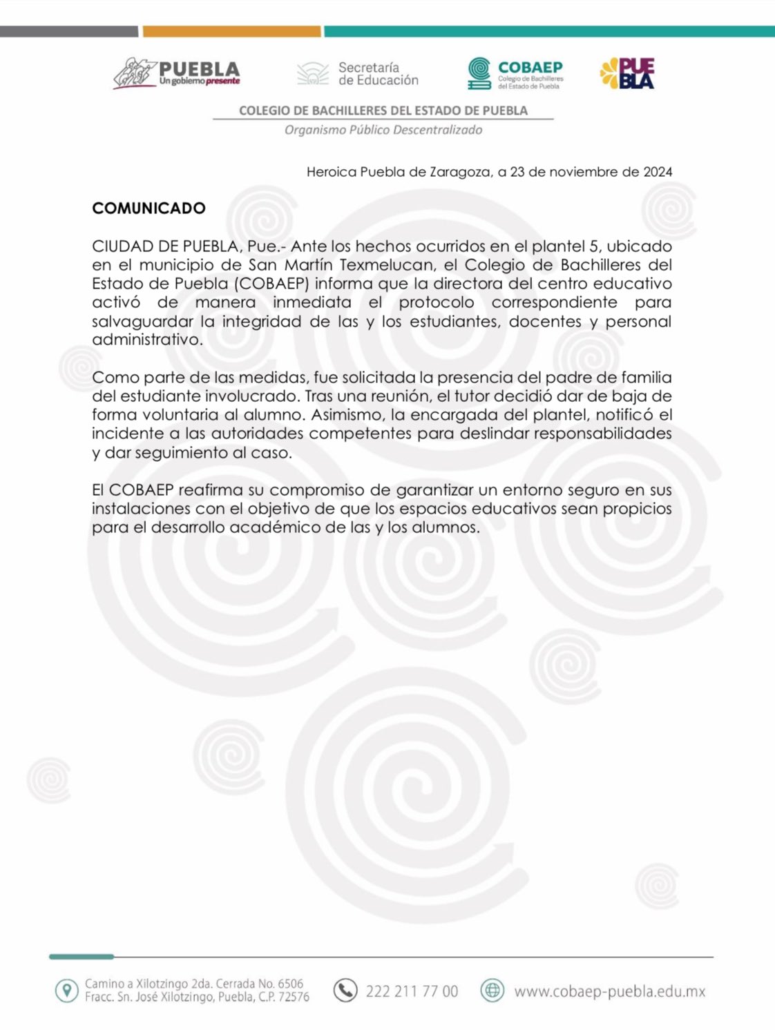 Comunicado del COBAEP