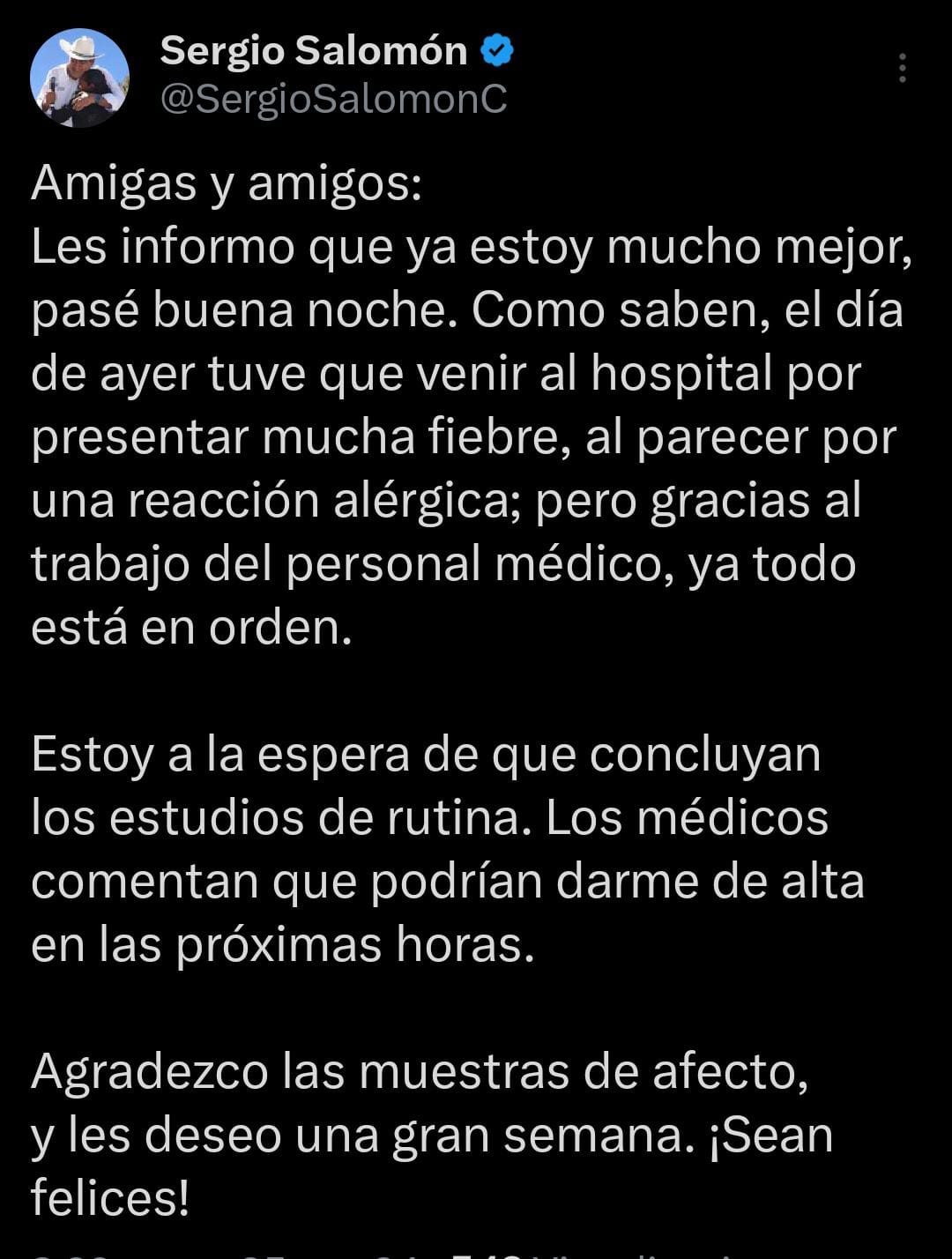 Mensaje de inicio de semana