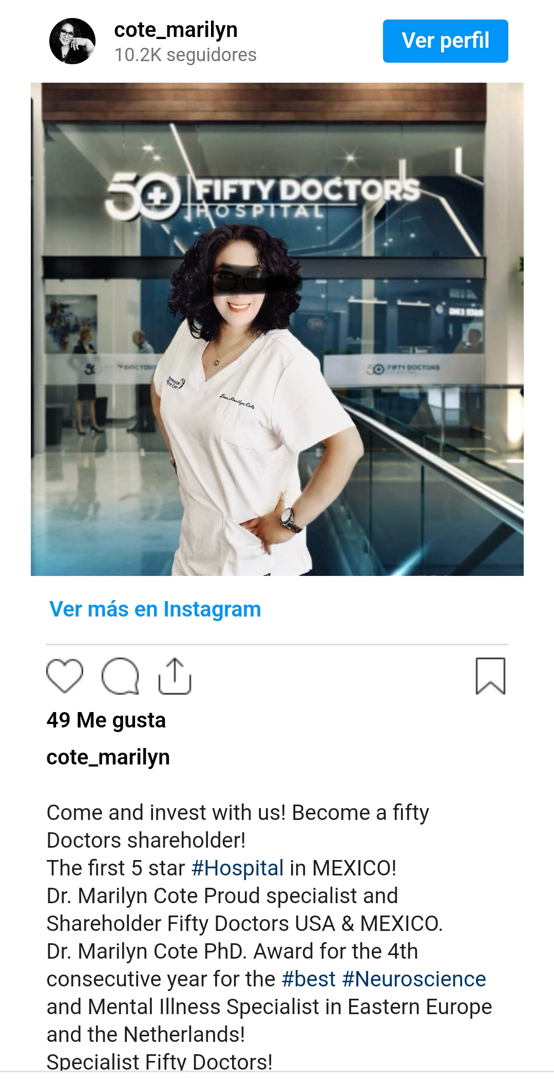 La presunta, en sus redes sociales