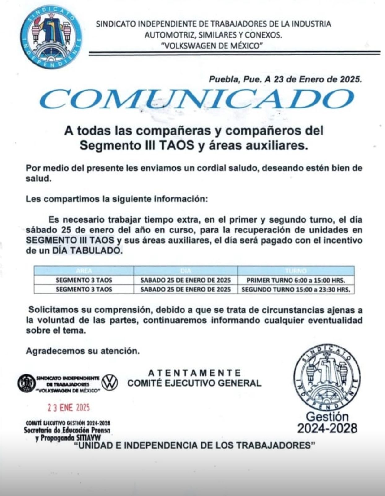 Comunicado Oficial