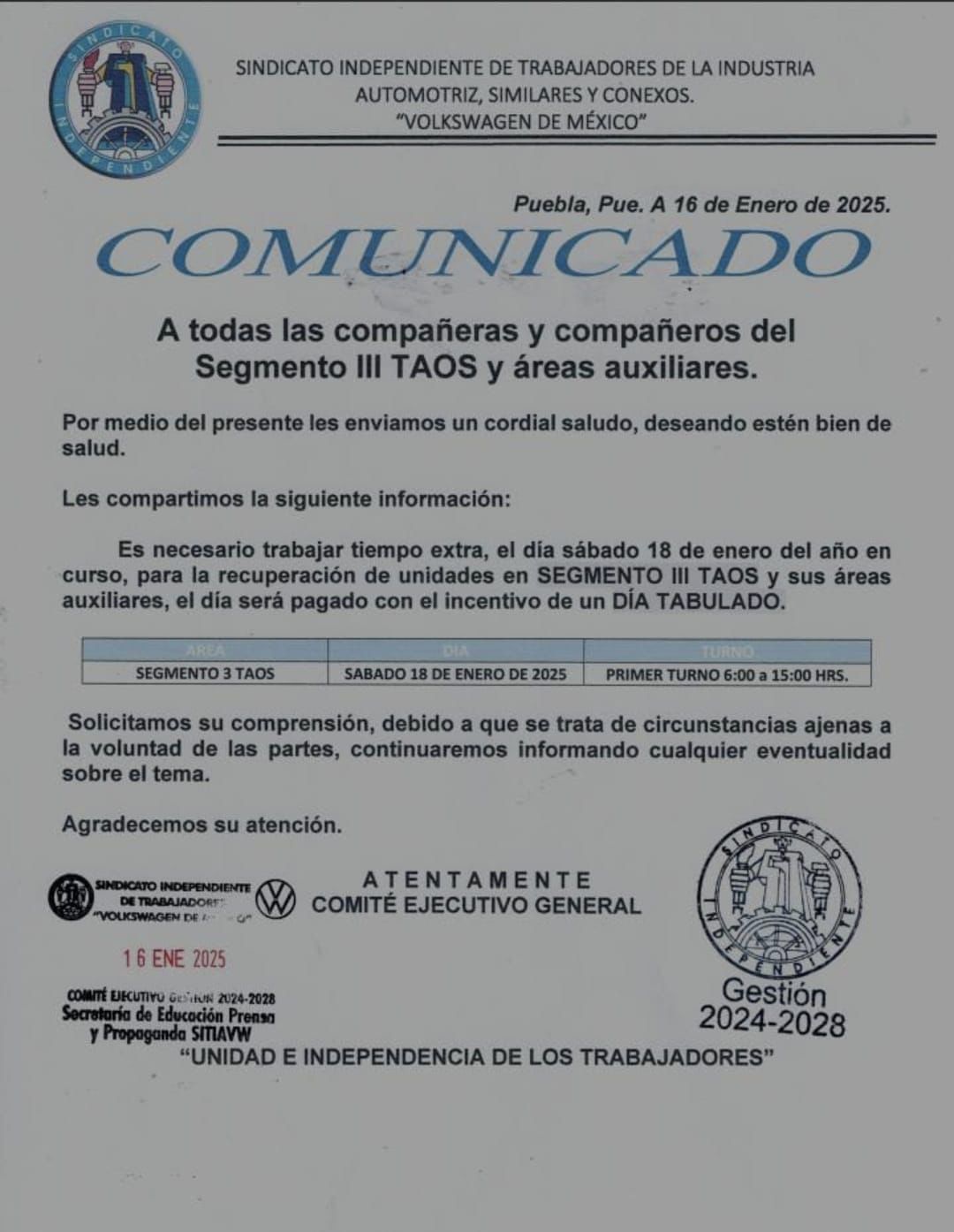 Comunicado Oficial