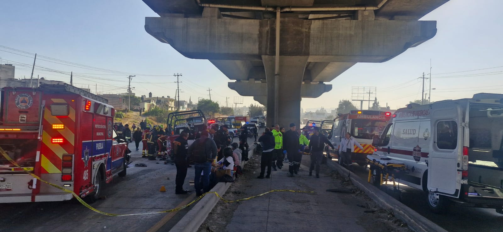 Llegaron ambulancias de SUMA, Bomberos, Sector Salud y Cruz Roja