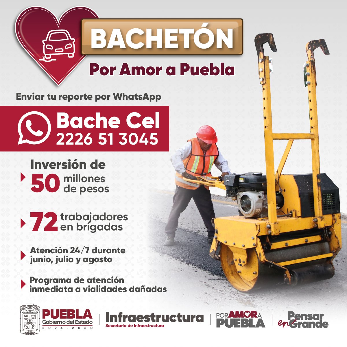 Bachetón “Por Amor a Puebla” atiende vialidades 24/7
