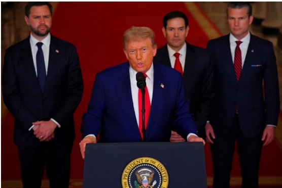 El presidente, Donald Trump, anuncia el 21 de junio de 2025 desde la Casa Blanca que EE.UU. lanzó un ataque contra Irán