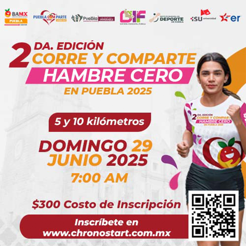 El evento deportivo con causa se realizará el 29 de junio en Puebla; habrá recorridos de 5 y 10 km.