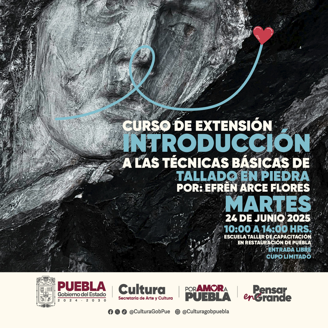 Ofrecen curso gratuito de tallado en piedra en Puebla