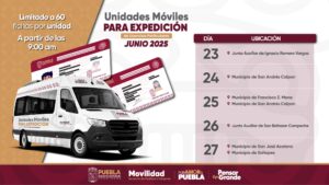 Unidades móviles expedirán licencias en seis municipios de Puebla