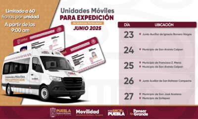 Unidades móviles expedirán licencias en seis municipios de Puebla