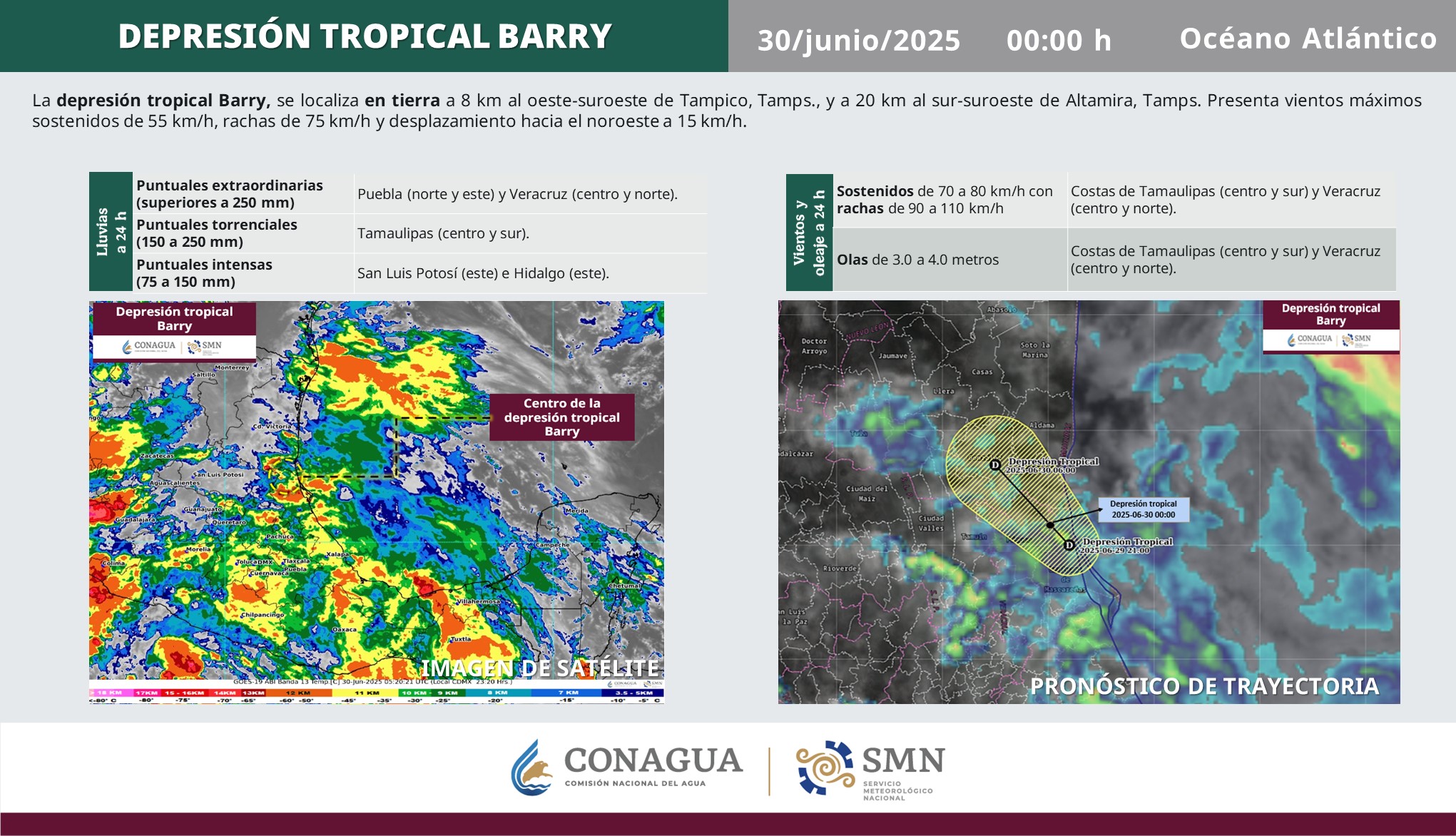 Depresión tropical Barry provocará lluvias intensas en varios estados