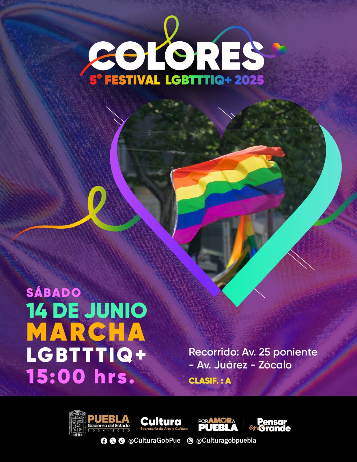Este 14 de junio a las 15:00 horas se realizará la marcha del orgullo como parte del 5.º Festival “Colores”, promovido por la Secretaría de Cultura.