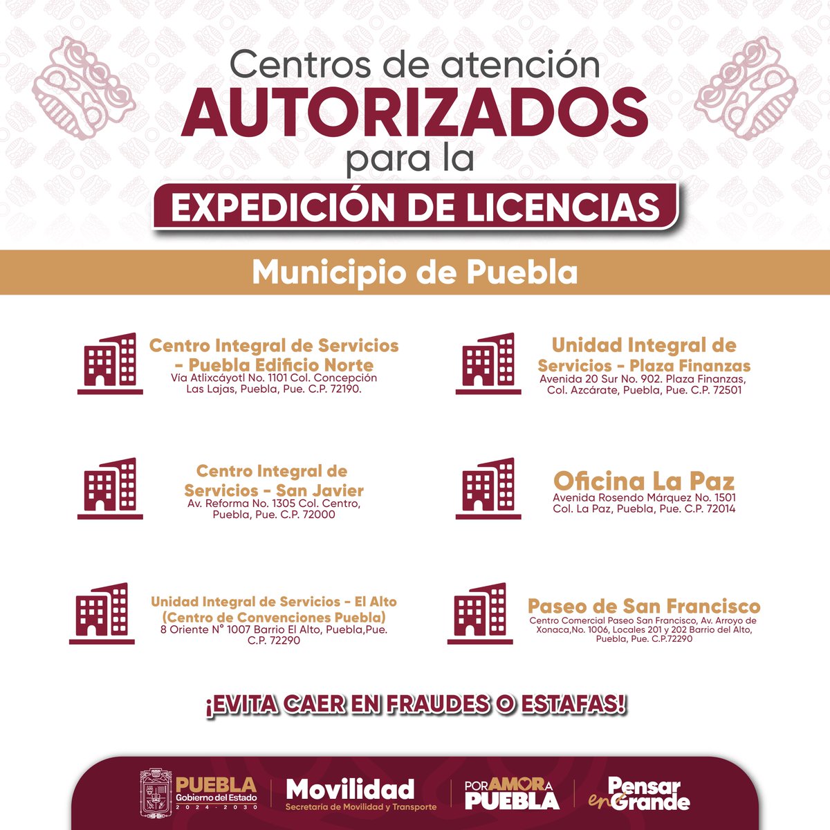 Conoce los centros autorizados para licencias en Puebla