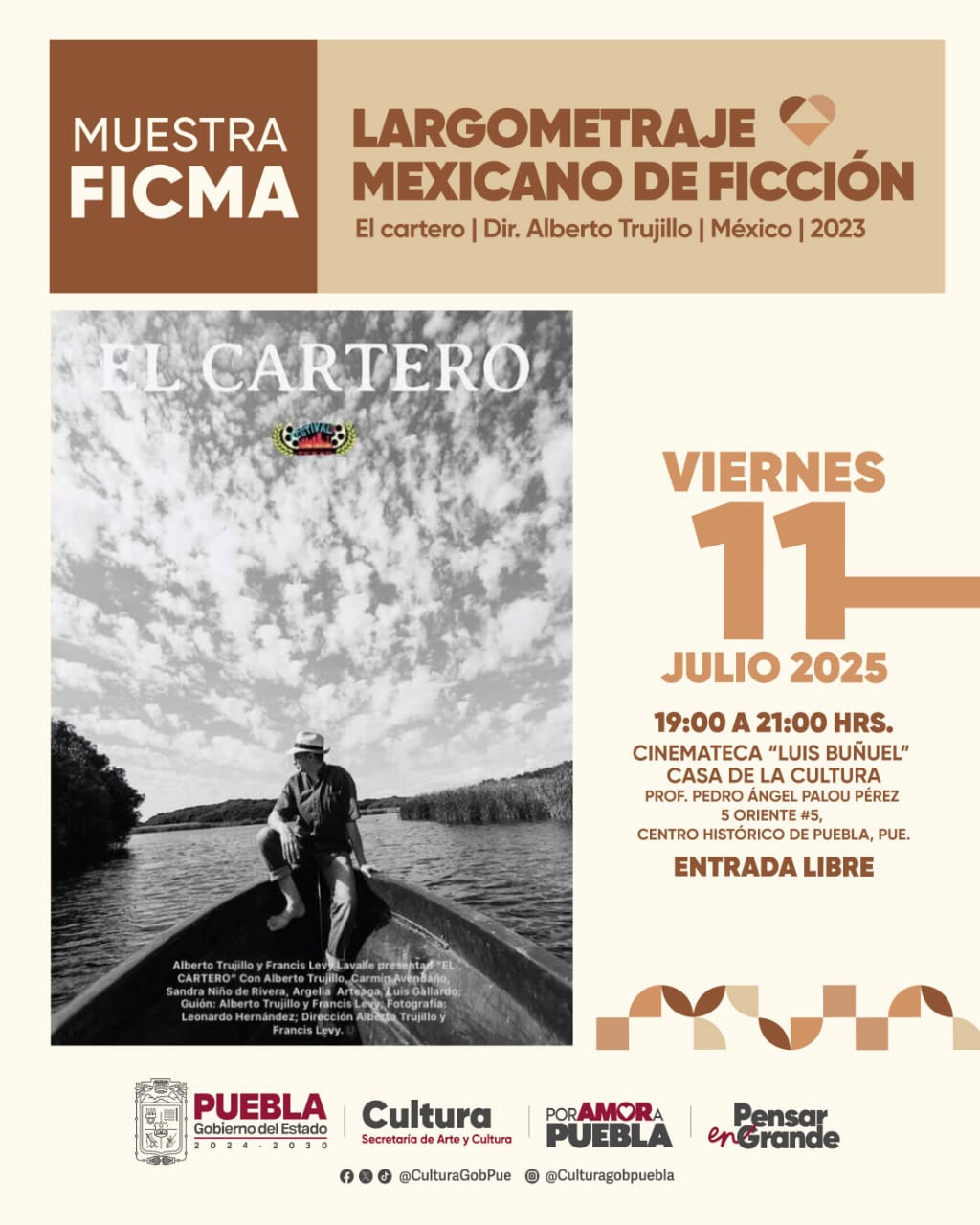 Cine gratuito en Puebla con la muestra FICMA este julio