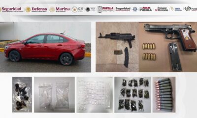 Célula delictiva desarticulada en Puebla: cinco detenidos, entre ellos “El Bicho”, líder criminal. Aseguran armas, droga y equipo móvil.