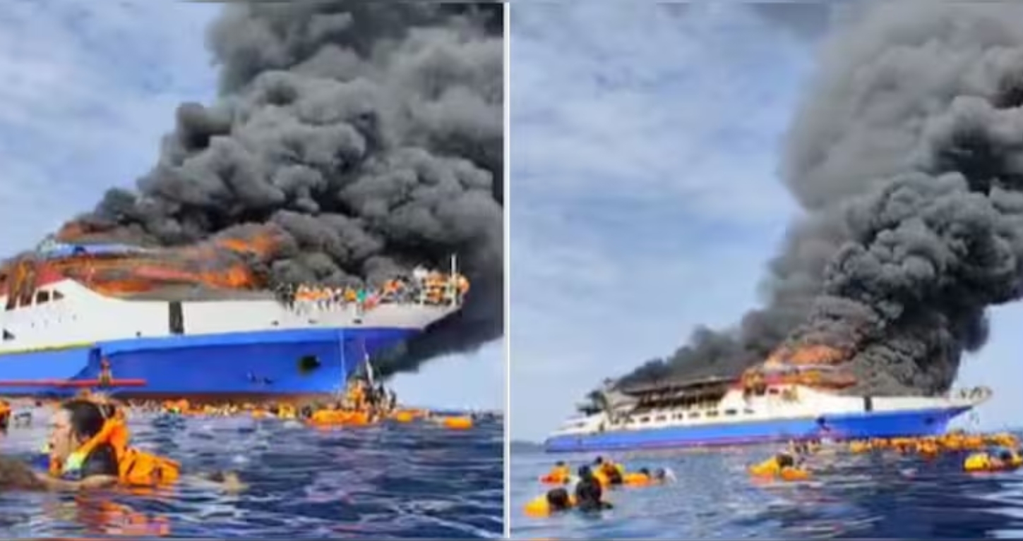 Tragedia en el mar: ferry se incendia en Indonesia y pasajeros saltan para sobrevivir
