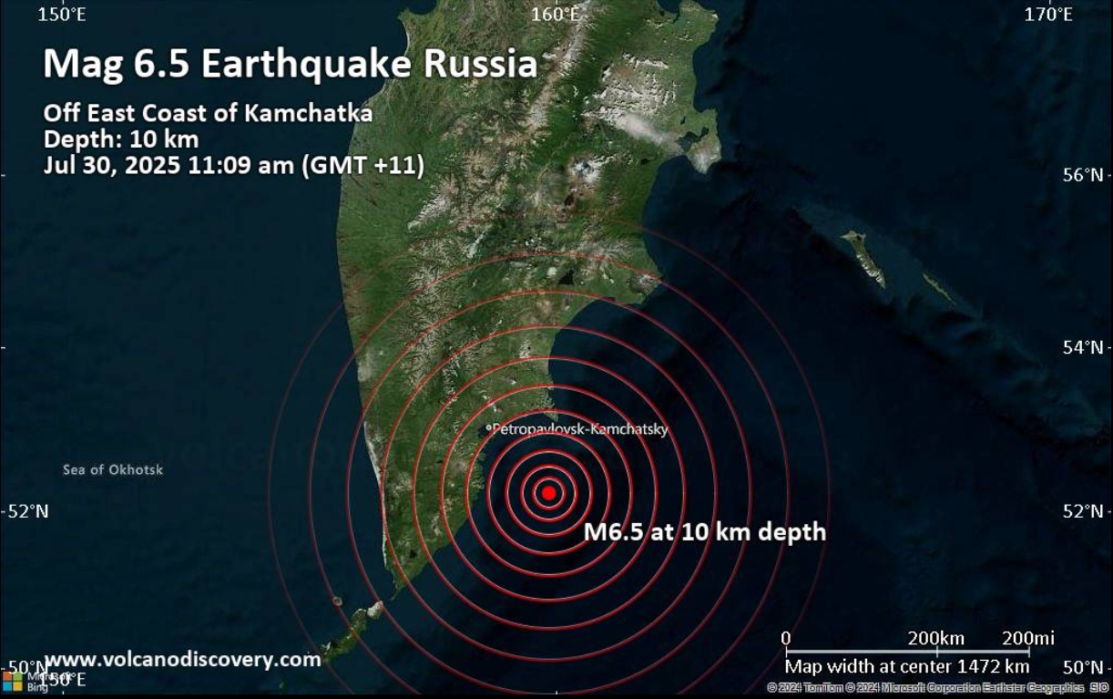 Un potente terremoto de magnitud 8.8 ocurrió cerca de la península de Kamchatka, Rusia, generando alertas de tsunami en múltiples países del Pacífico.