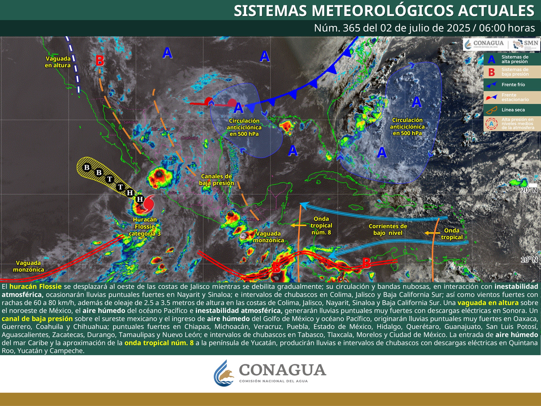 Conagua alerta por lluvias intensas en gran parte del país