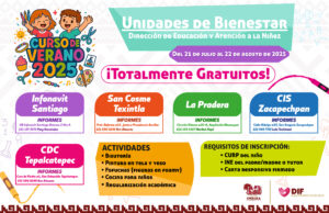 Del 21 de julio al 22 de agosto, niñas y niños disfrutarán talleres gratuitos en las Unidades de Bienestar del DIF San Pedro Cholula.