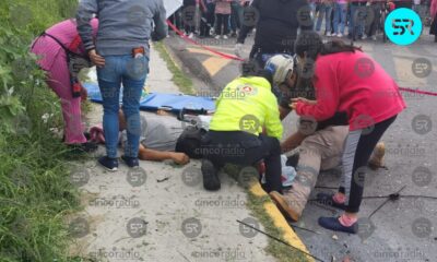 Cuatro trabajadores cayeron de una azotea mientras hacían colado en una casa de Papalotla, Tlaxcala. Uno fue trasladado al hospital; está estable.
