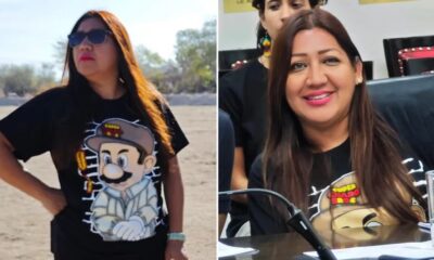 María del Carmen Aguilar Mendoza asistió a eventos oficiales portando una camiseta con la caricatura del narcotraficante; podría incurrir en apología del delito.