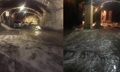 Lluvias intensas provocan inundaciones en la capital de Guanajuato; la calle subterránea colapsó y dos presas están al borde del desbordamiento.