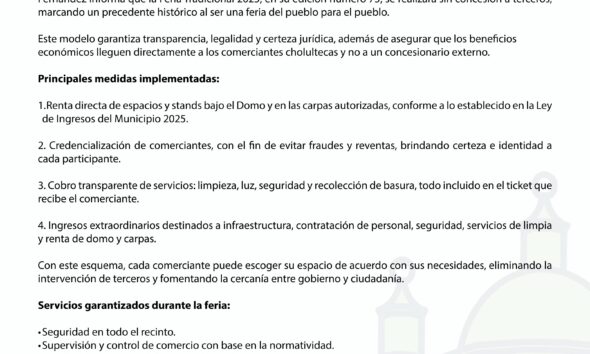 Tonantzin Fernández anunció que la feria será “del pueblo para el pueblo”, con renta directa de espacios, credencialización y servicios incluidos.