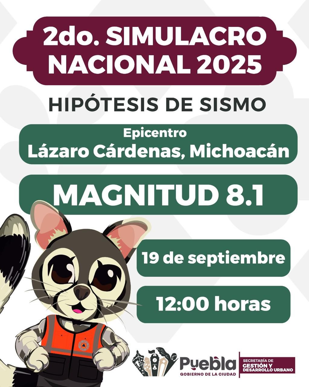 Este 19 de septiembre a las 12:00 horas sonará la alerta sísmica en la capital y diversas entidades del país; el ejercicio tendrá como escenario un sismo con epicentro en Lázaro Cárdenas, Michoacán.