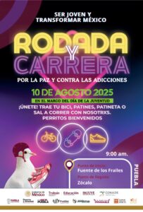 La Rodada y Carrera por la Paz y contra las adicciones arrancará en la Fuente de los Frailes y terminará en el Zócalo. Perritos también son bienvenidos.