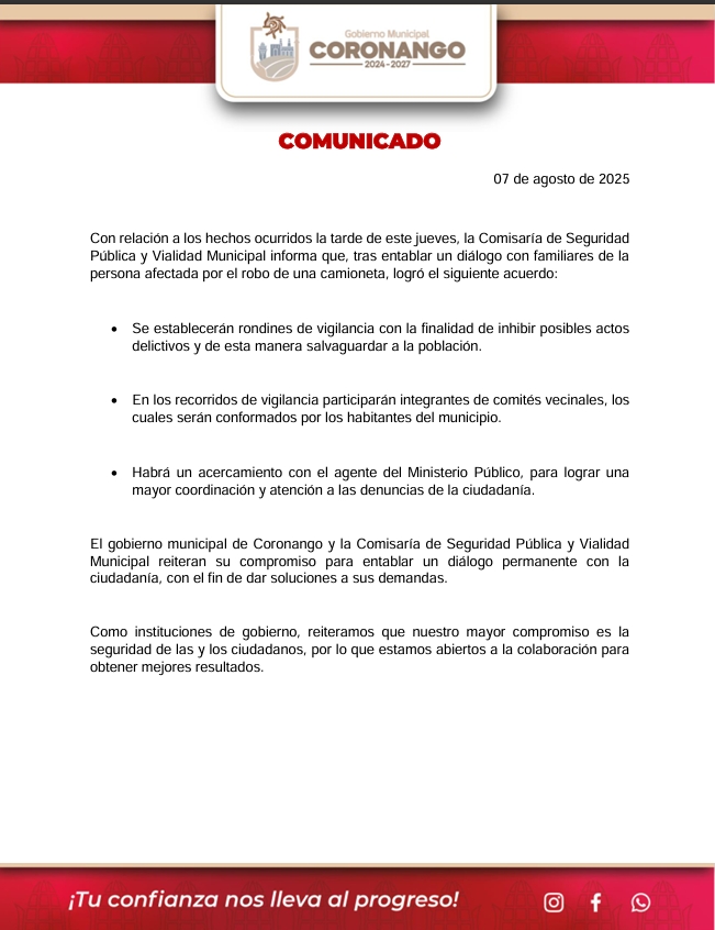 Autoridades municipales acordaron rondines de seguridad, comités vecinales y coordinación con el Ministerio Público para atender denuncias ciudadanas.