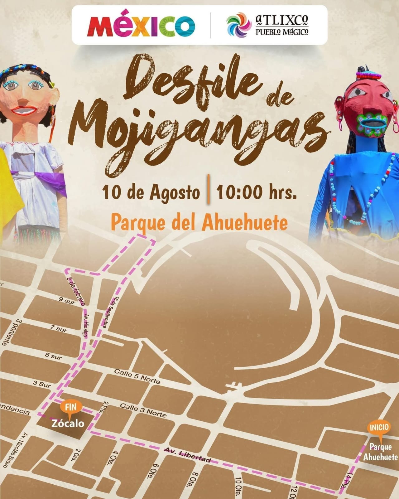 Atlixco se llena de tradición y color con el Desfile de Mojigangas 2025