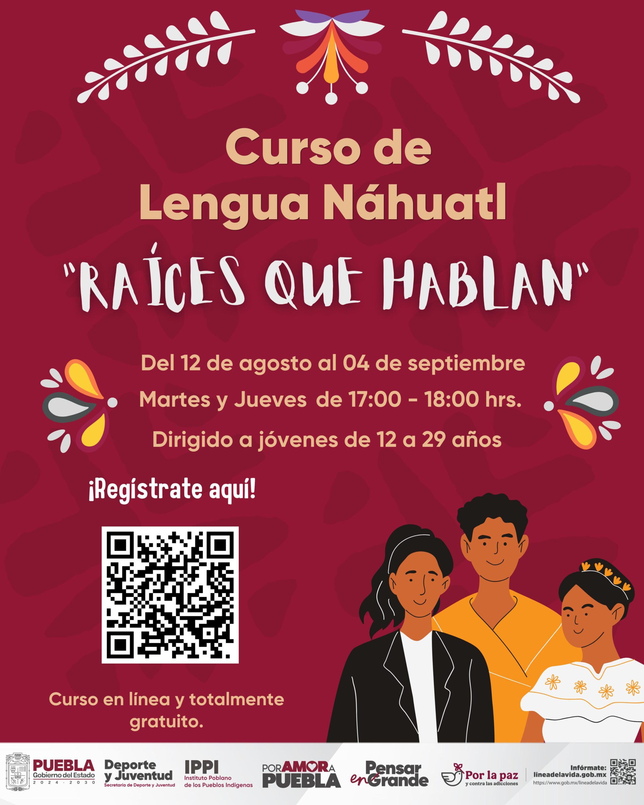 Inscríbete en el curso online y gratuito de lengua náhuatl para jóvenes de 12 a 29 años, del 12 de agosto al 4 de septiembre en Puebla.