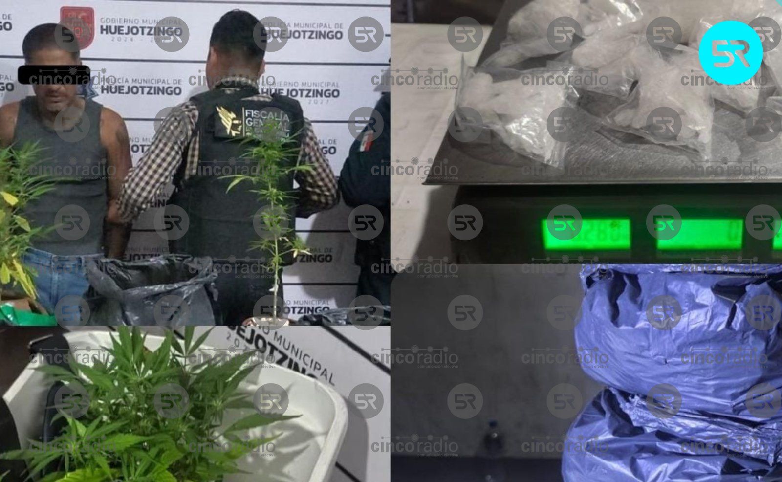 SSC de Huejotzingo detiene a tres por narcomenudeo; aseguran cristal y marihuana