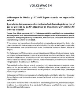 Volkswagen y Sindicato acuerdan aumento salarial del 4% y evitan huelga en Puebla