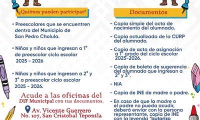 Alumnado de primaria recibirá mochilas y materiales escolares; el registro se realiza el 19 y 20 de agosto de 9:00 a 15:00 horas.