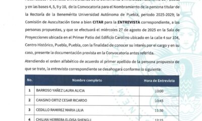 La Comisión de Auscultación entrevistará este 27 de agosto a los nueve postulados, entre ellos Lilia Cedillo y Beatriz Gutiérrez Müller.