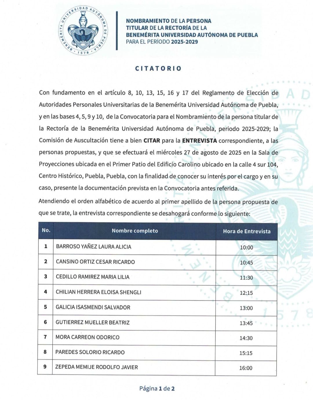 La Comisión de Auscultación entrevistará este 27 de agosto a los nueve postulados, entre ellos Lilia Cedillo y Beatriz Gutiérrez Müller.