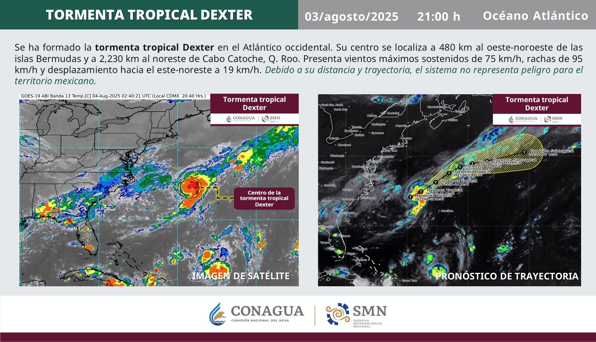 Tormenta tropical Dexter se forma en el Atlántico; prevén lluvias en varios estados