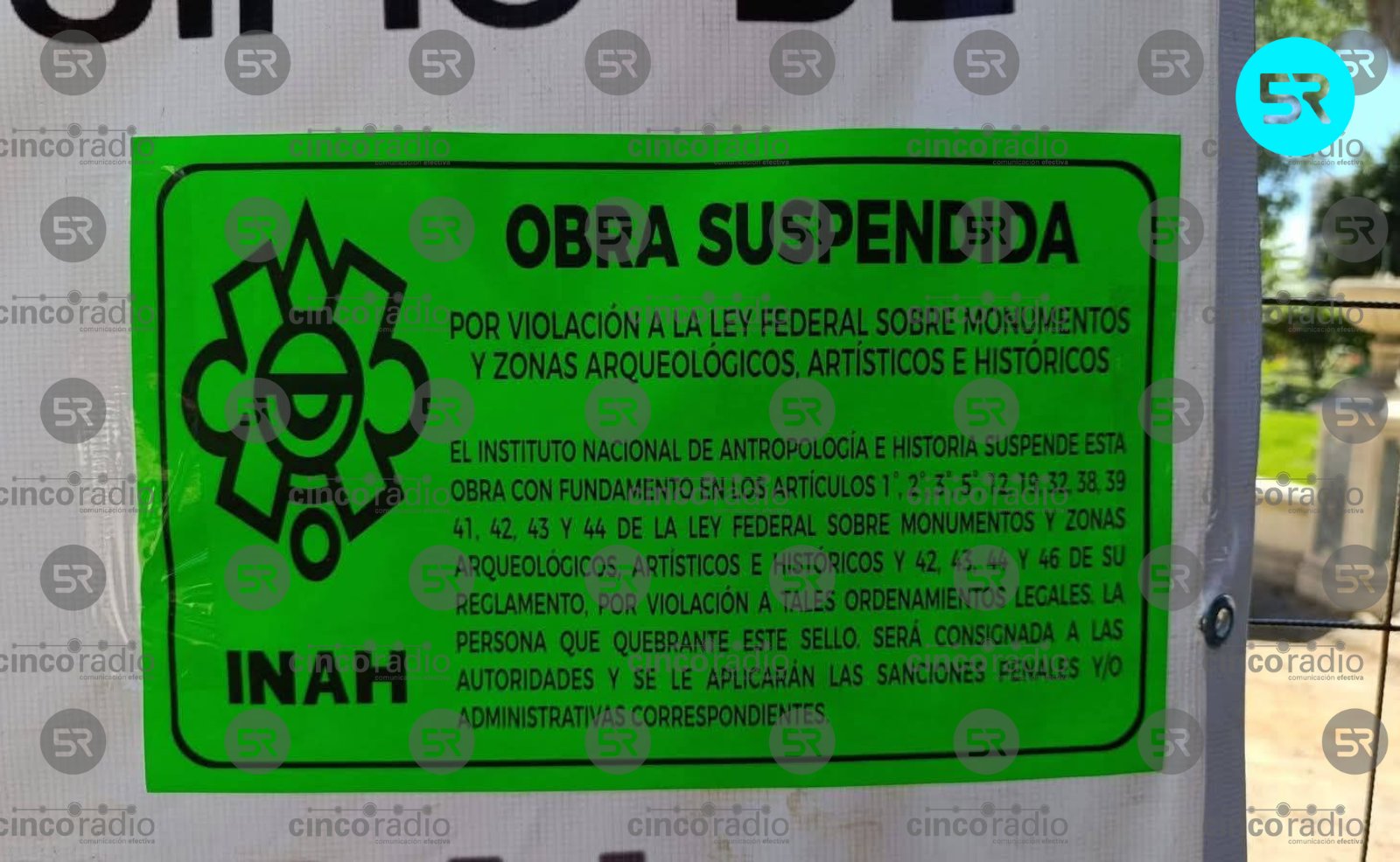 INAH suspende remodelación del Parque Juárez en Tehuacán por irregularidades legales