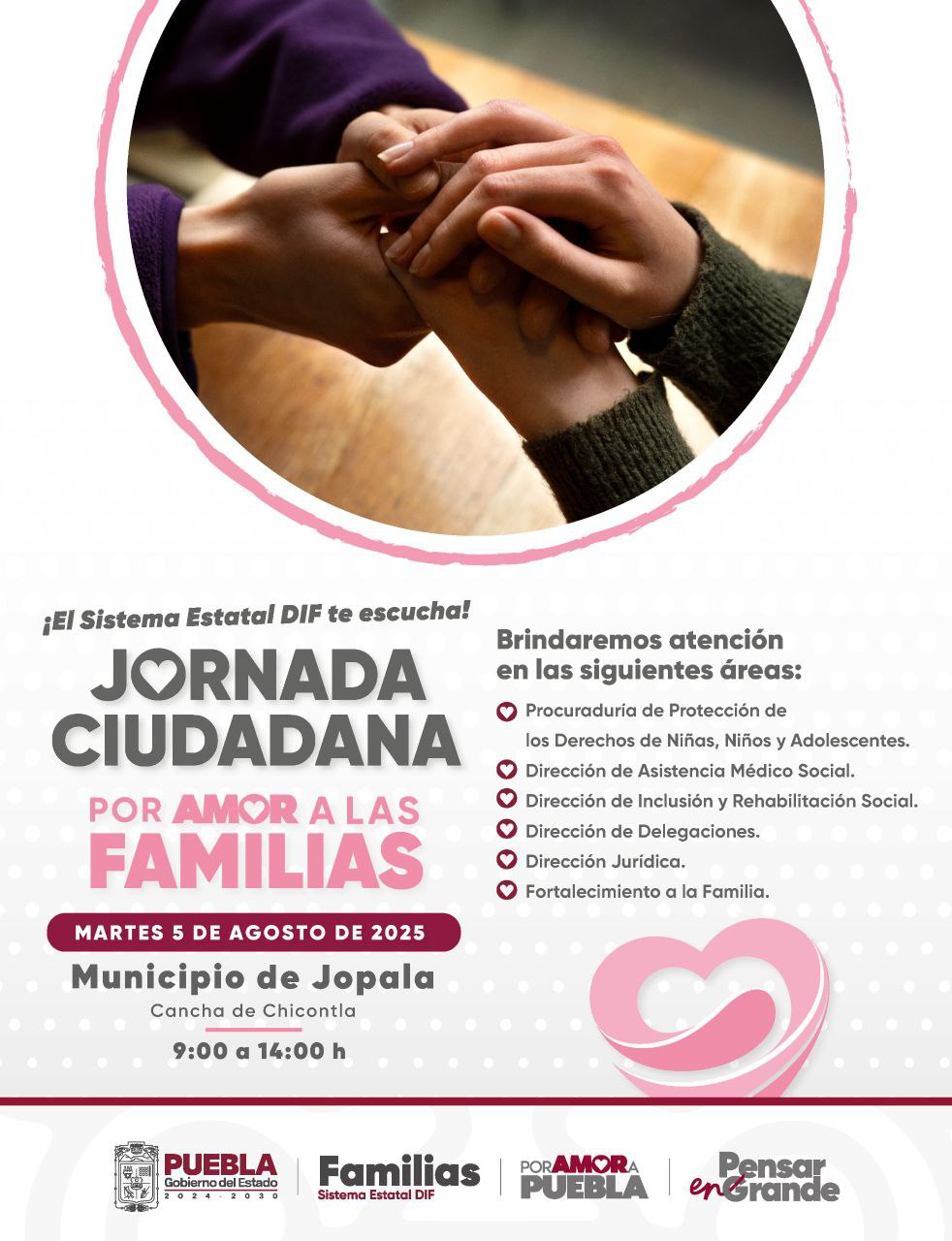 La Cancha de Chicontla será sede de esta jornada con servicios gratuitos como asesoría legal, nutricional y trámites de programas sociales.