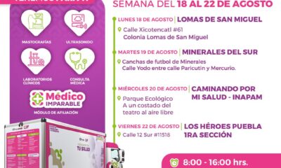 El DIF Puebla Capital llevará los Servicios Médicos Itinerantes a colonias del sur con consultas, mastografías, ultrasonidos y laboratorios gratuitos.