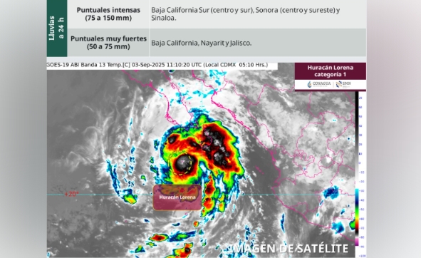 Huracán Lorena golpea con lluvias intensas el noroeste
