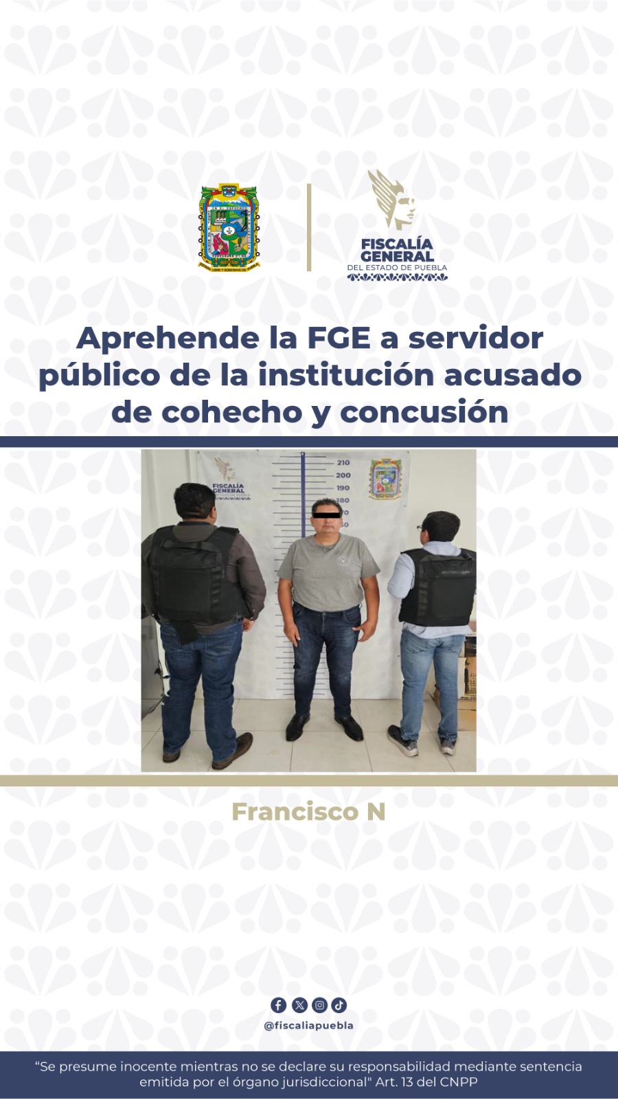 Funcionario de Fiscalía de Tehuacán detenido por presunto cohecho
