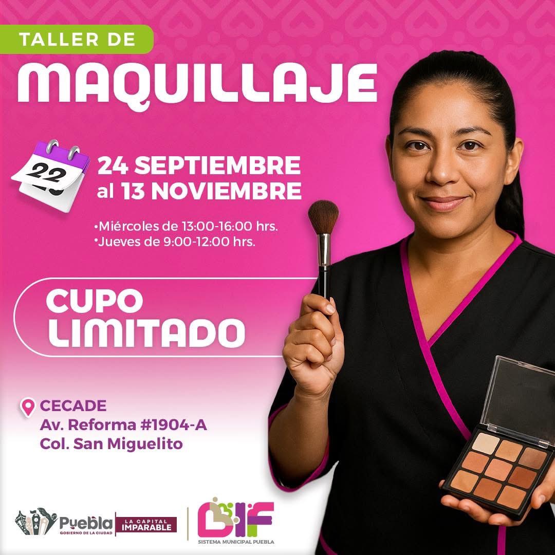 DIF Municipal de Puebla lanza taller de maquillaje con cupo limitado