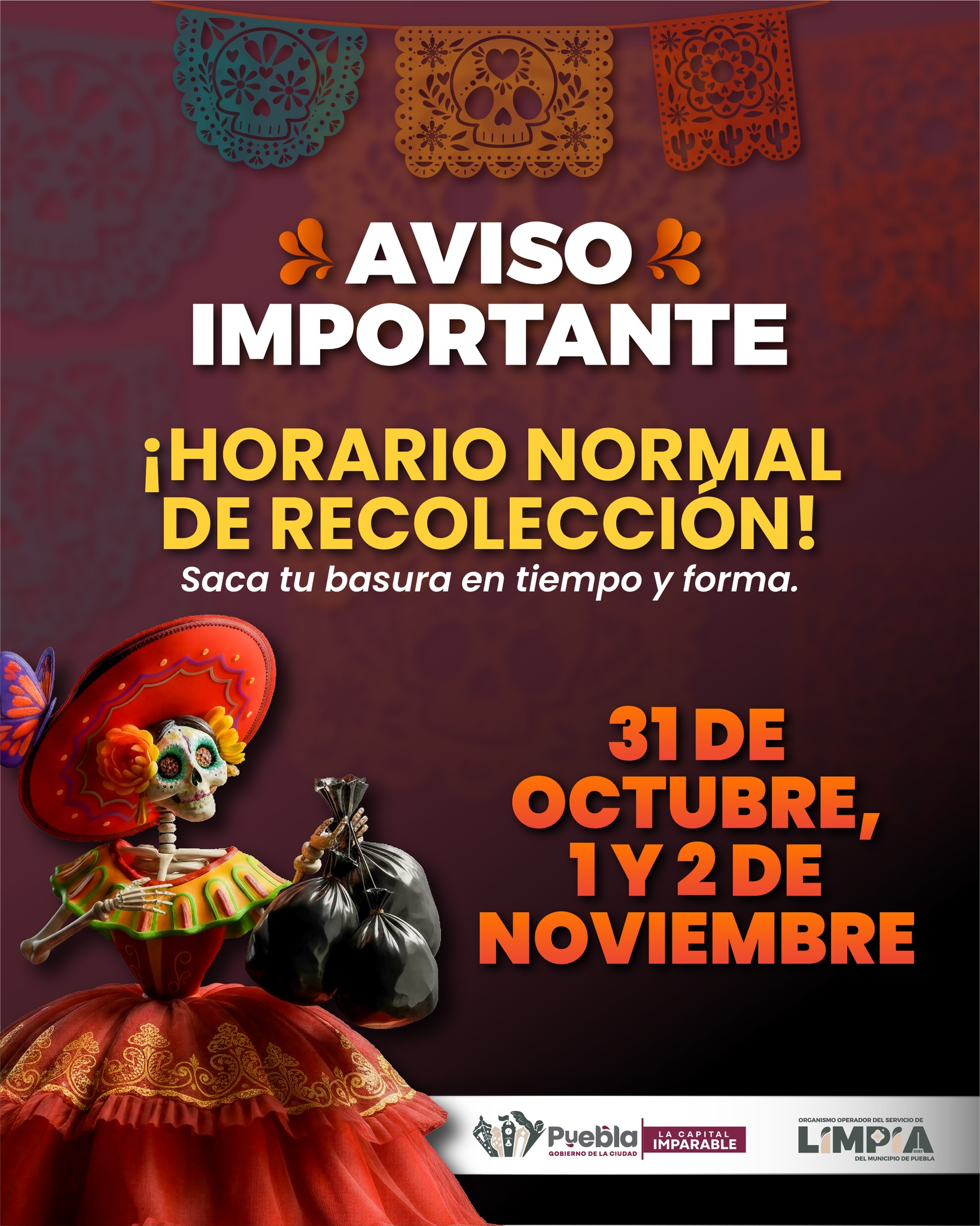 El Organismo Operador del Servicio de Limpia garantizará la recolección habitual para mantener la limpieza en panteones y zonas con alta afluencia.