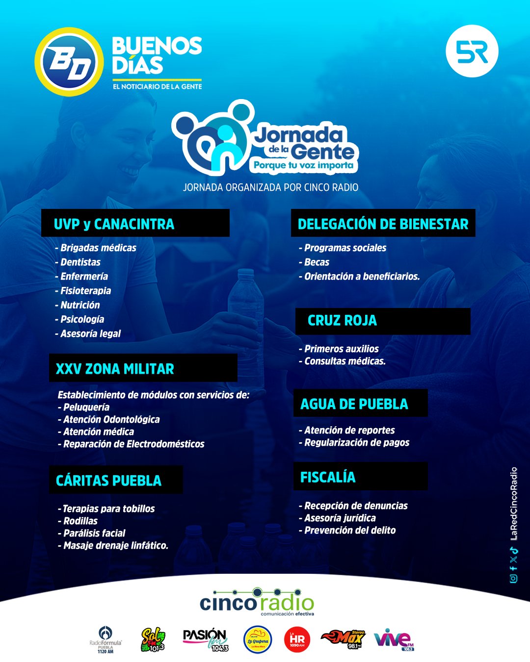 Este viernes 17 de octubre, de 9 a 13 h, recibe servicios gratuitos de salud, asesoría legal y más en la Jornada de la Gente.