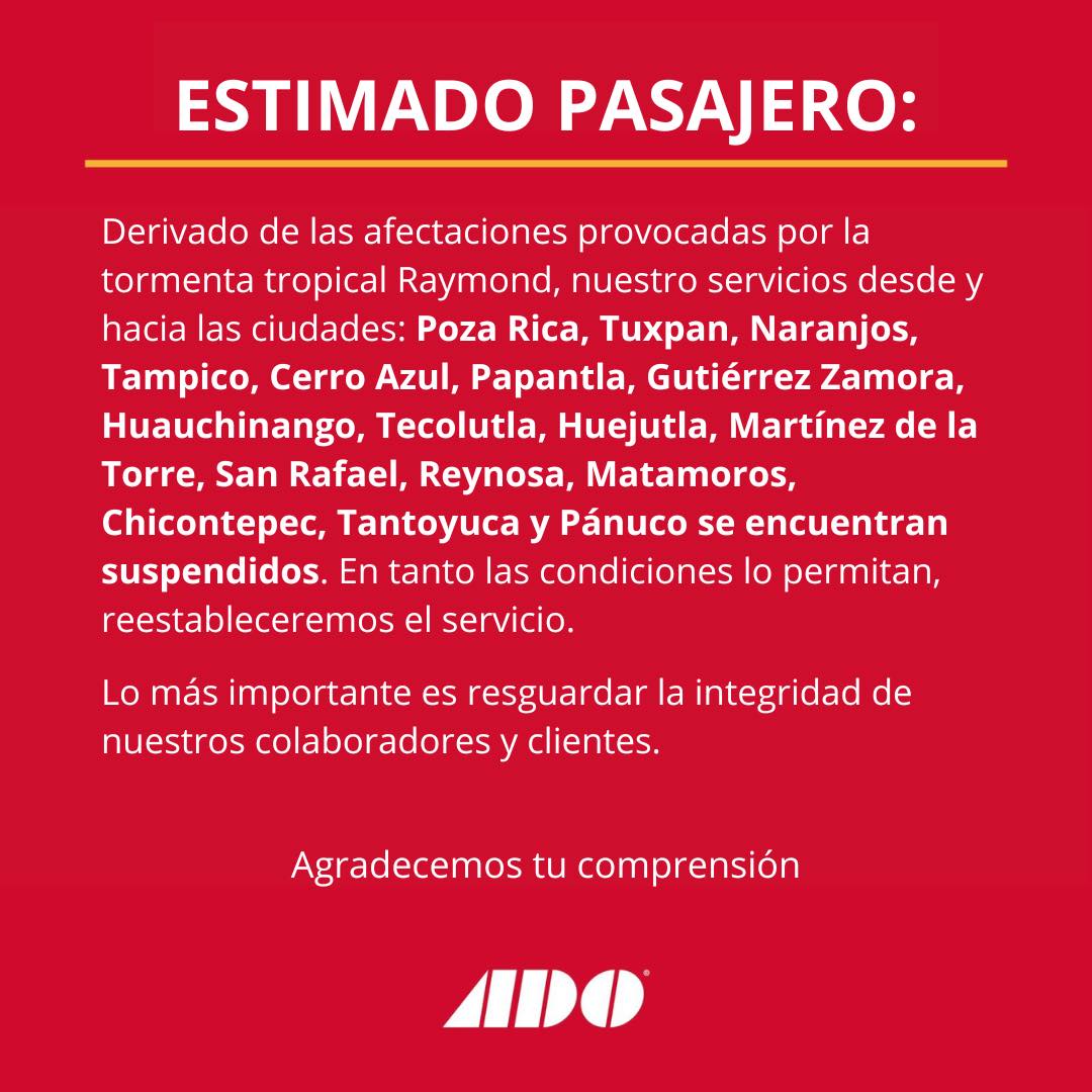 Raymond suspende servicios de transporte de ADO Mobility en varias ciudades